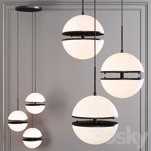 Restoration Hardware HEMISPHERE 3-LIGHT ROUND CHANDELIER Black 3D Model Restoration Hardware HEMISPHERE 3-LIGHT ROUND CHANDELIER Black 3D Model