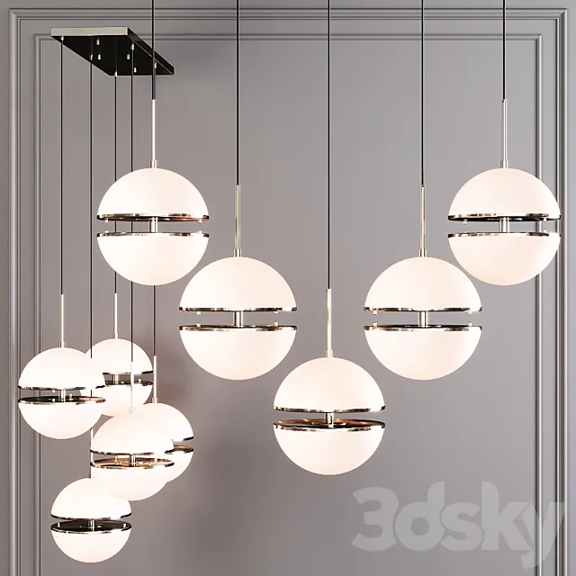 Restoration Hardware HEMISPHERE 5-LIGHT LINEAR CHANDELIER Nickel 3DModel
