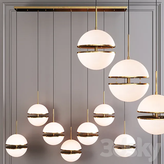 Restoration Hardware HEMISPHERE 7-LIGHT LINEAR CHANDELIER Brass 3D Model Restoration Hardware HEMISPHERE 7-LIGHT LINEAR CHANDELIER Brass 3D Model