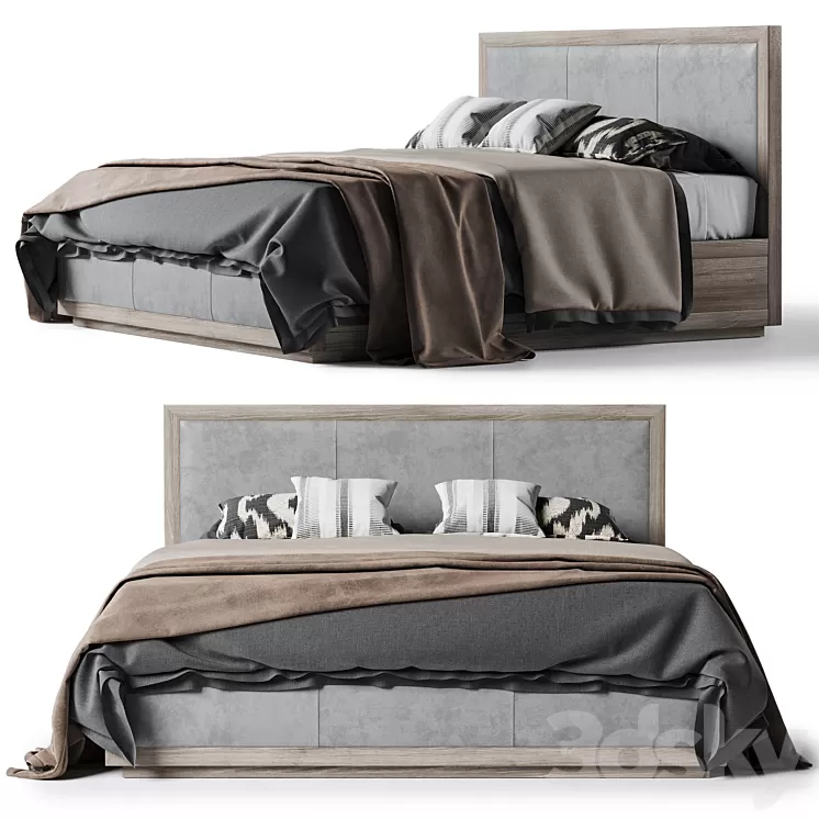 Restoration Hardware Kempton fabric platform bed 3D Model Restoration Hardware Kempton fabric platform bed 3D Model