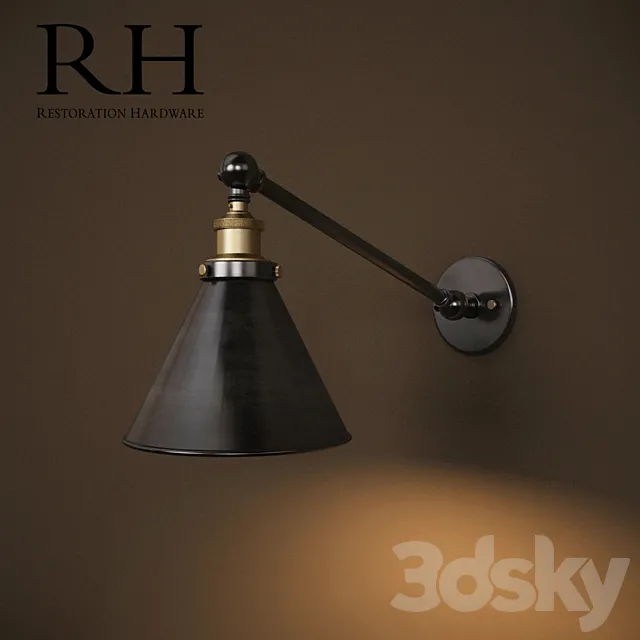Restoration Hardware LIBRARY SCONCE SINGLE AGED STEEL 3D Model Restoration Hardware LIBRARY SCONCE SINGLE AGED STEEL 3D Model