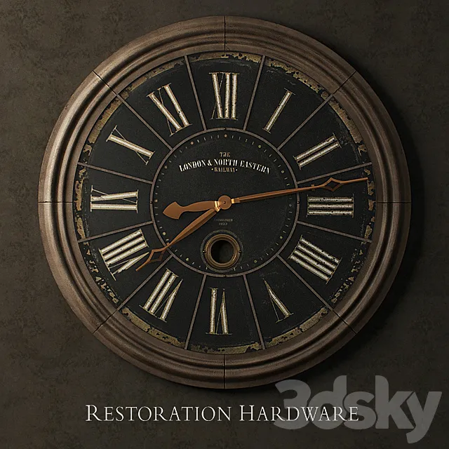 Restoration Hardware-London Rail Clock 3D Model Restoration Hardware-London Rail Clock 3D Model