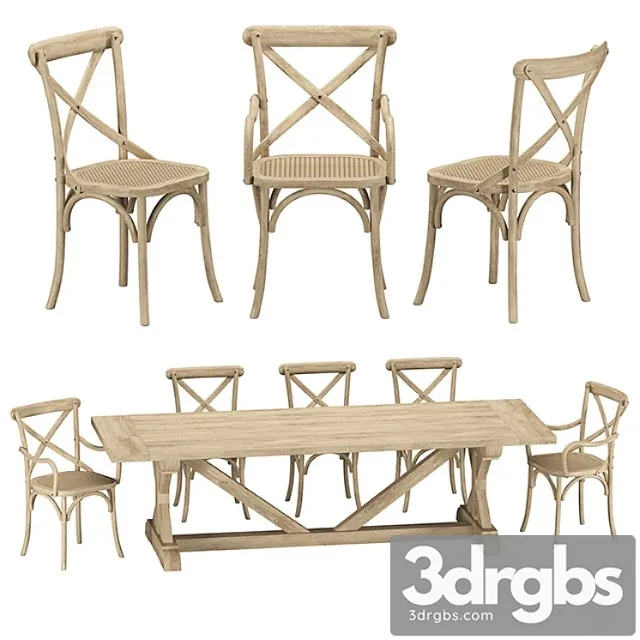 Restoration hardware – madeleine chairs with salvaged table 2 3D Model Download