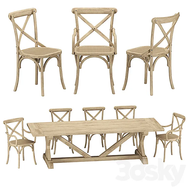 Restoration Hardware – Madeleine Chairs with Salvaged Table 3DModel