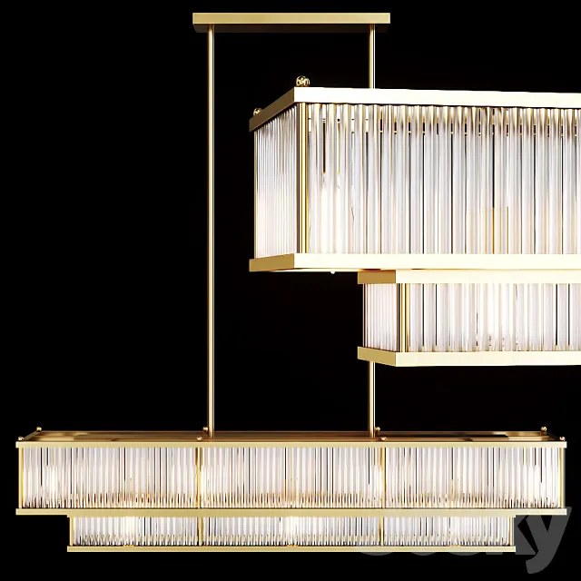 Restoration Hardware MARAIS LINEAR CHANDELIER 48 Brass 3D Model Restoration Hardware MARAIS LINEAR CHANDELIER 48 Brass 3D Model
