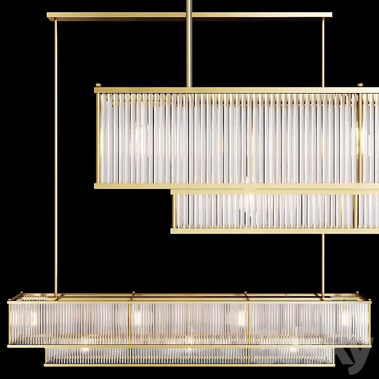 Restoration Hardware MARAIS LINEAR CHANDELIER 72 Brass 3D Model Restoration Hardware MARAIS LINEAR CHANDELIER 72 Brass 3D Model
