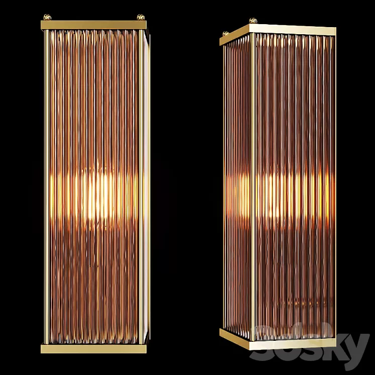 Restoration Hardware MARAIS RECTANGULAR SCONCE Brass and smoke glass 3D Model