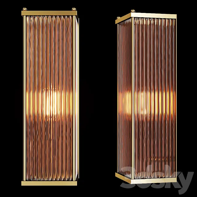 Restoration Hardware MARAIS RECTANGULAR SCONCE Brass and smoke glass 3DModel