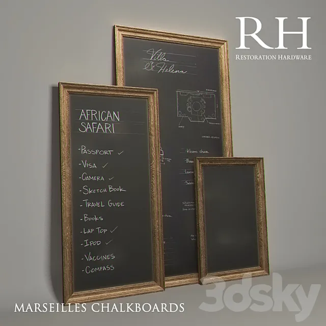 Restoration Hardware – Marseilles Chalkboards 3D Model Restoration Hardware – Marseilles Chalkboards 3D Model