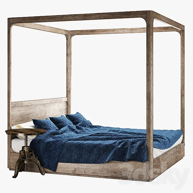 Restoration hardware martens four-poster bed 3D Model Restoration hardware martens four-poster bed 3D Model
