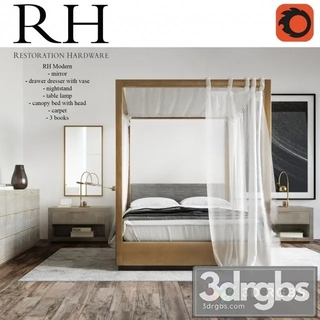 Restoration Hardware Modern Bedroom 3D Model Download Restoration Hardware Modern Bedroom 3D Model Download