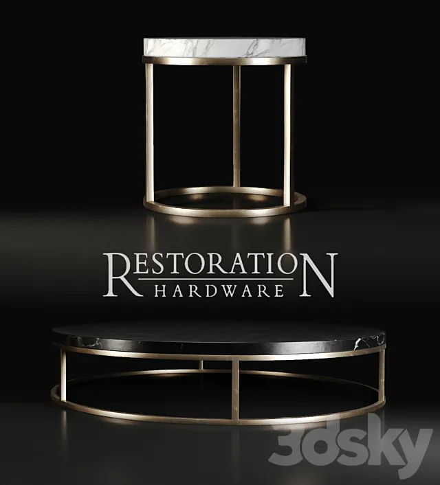 Restoration hardware nicholas marble round tables 3D Model