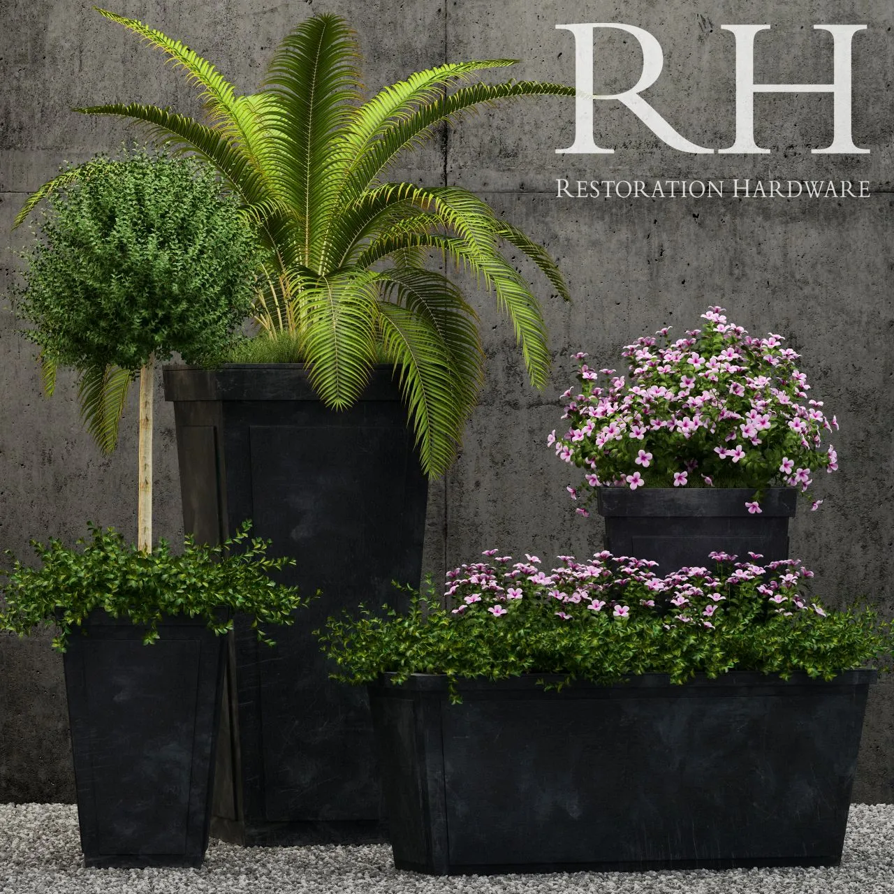 Restoration Hardware paneled sheet metal planters 3D Model Restoration Hardware paneled sheet metal planters 3D Model