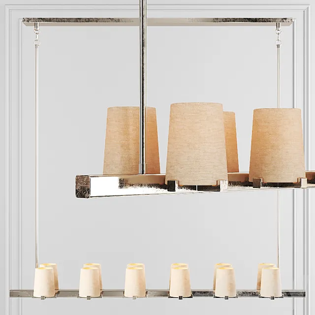 Restoration Hardware PAUILLAC LINEAR CHANDELIER 60 Fabric shade and Nickel 3D Model