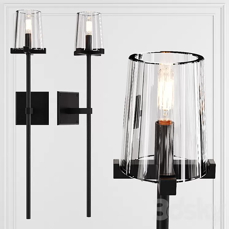 Restoration Hardware PAUILLAC TORCHE SCONCE Glass shade and Black 3D Model Restoration Hardware PAUILLAC TORCHE SCONCE Glass shade and Black 3D Model