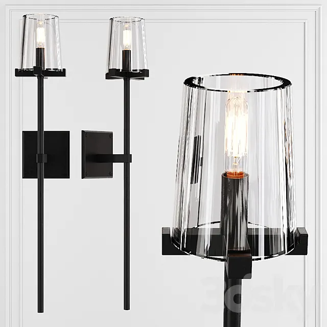 Restoration Hardware PAUILLAC TORCHE SCONCE Glass shade and Black 3DModel