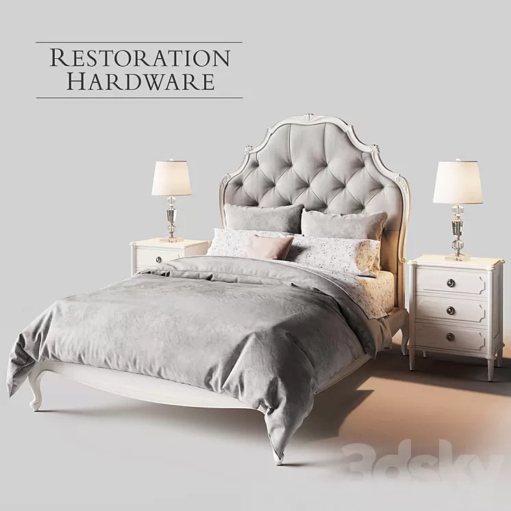 Restoration Hardware Paulette Tufted bed 3D Model