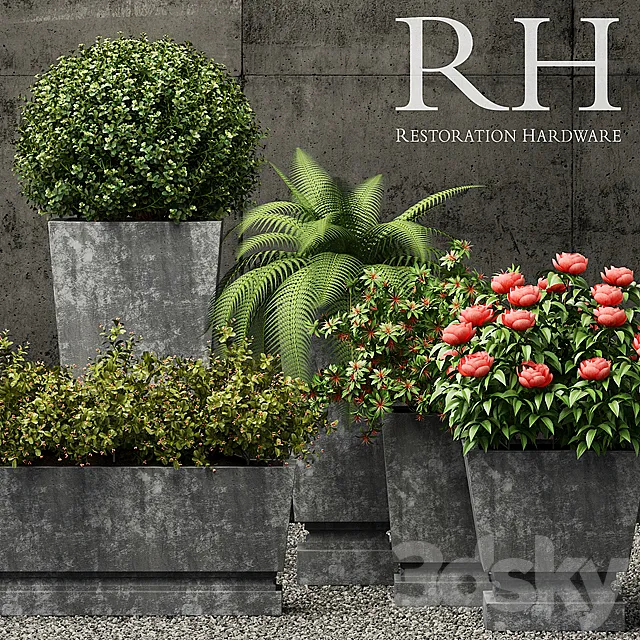 Restoration Hardware pedestal sheet metal planters 3D Model Restoration Hardware pedestal sheet metal planters 3D Model
