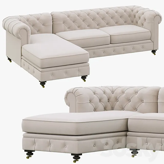 Restoration Hardware Petite Kensington Upholstered Left-Arm Chaise Sectional 3DModel Restoration Hardware Petite Kensington Upholstered Left-Arm Chaise Sectional 3DModel