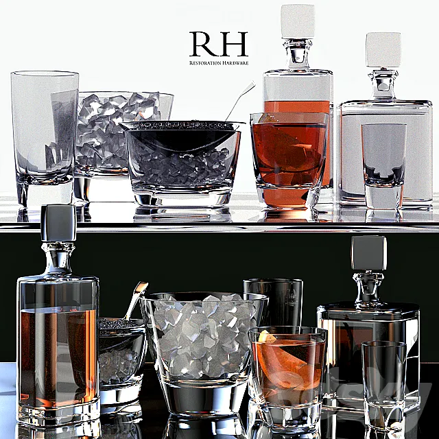 Restoration Hardware Pierpont Barware Collection 3DModel Restoration Hardware Pierpont Barware Collection 3DModel