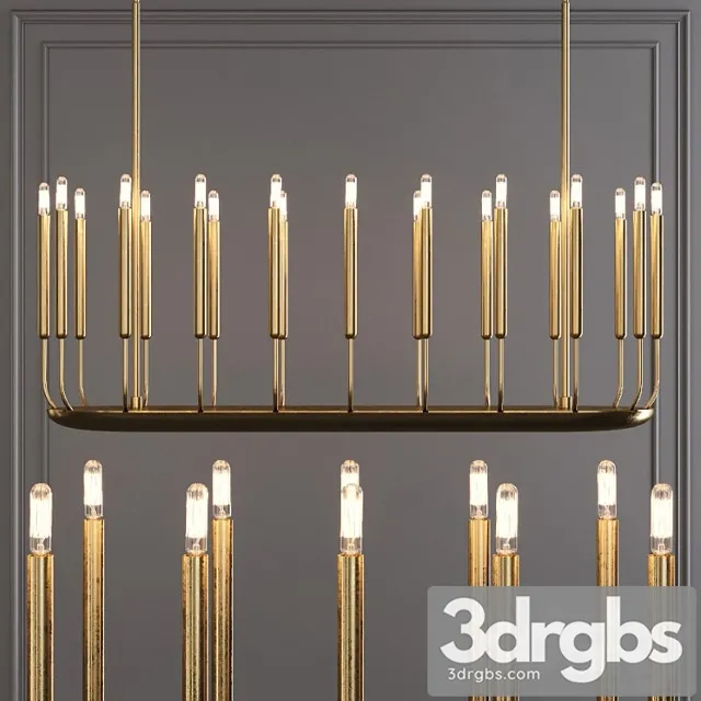 Restoration hardware quenouilles linear chandelier 50 brass 3D Model Download Restoration hardware quenouilles linear chandelier 50 brass 3D Model Download