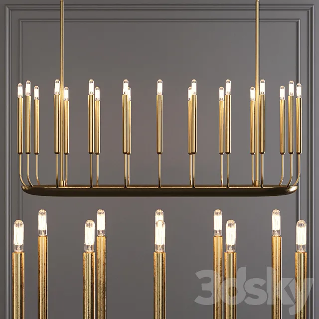 Restoration Hardware QUENOUILLES LINEAR CHANDELIER 50 Brass 3D Model
