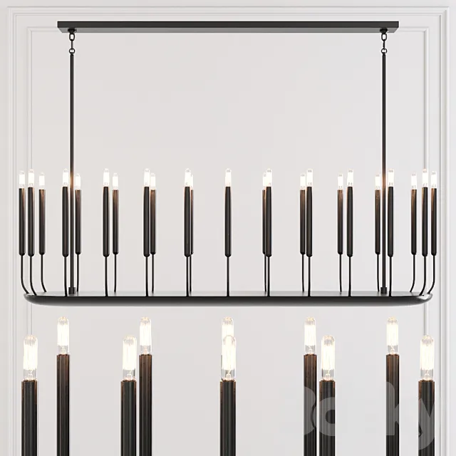 Restoration Hardware QUENOUILLES LINEAR CHANDELIER 61 Black 3D Model