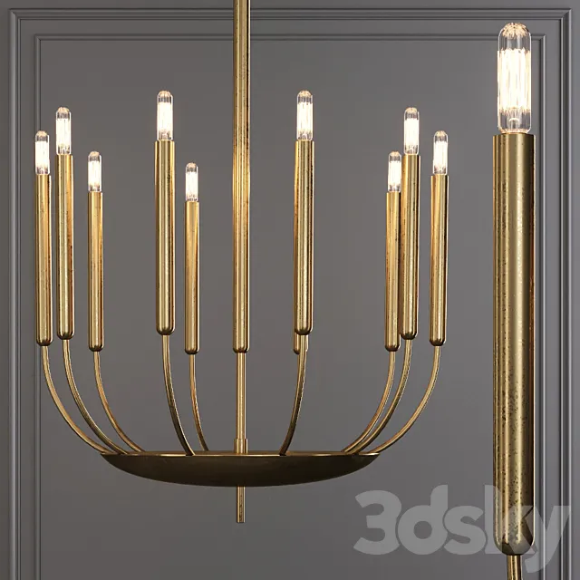 Restoration Hardware QUENOUILLES ROUND CHANDELIER 24 Brass 3D Model Restoration Hardware QUENOUILLES ROUND CHANDELIER 24 Brass 3D Model