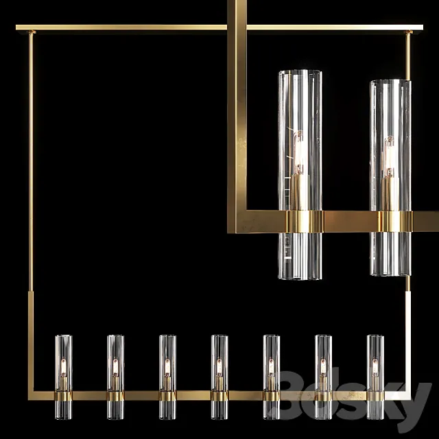 Restoration Hardware RAVELLE LINEAR CHANDELIER 59 Brass 3D Model