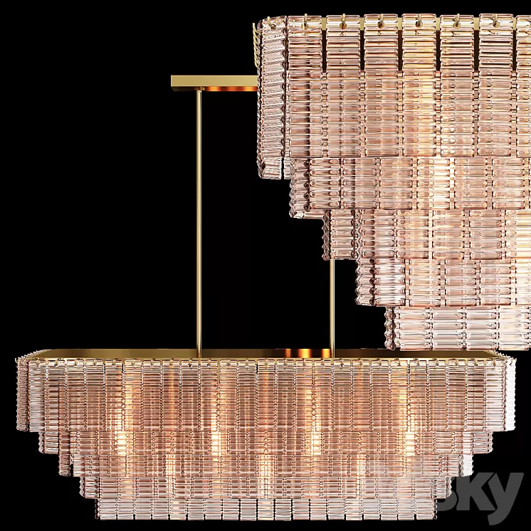 Restoration Hardware SIRENE LINEAR CHANDELIER 54 Brass Clear Glass 3D Model Restoration Hardware SIRENE LINEAR CHANDELIER 54 Brass Clear Glass 3D Model