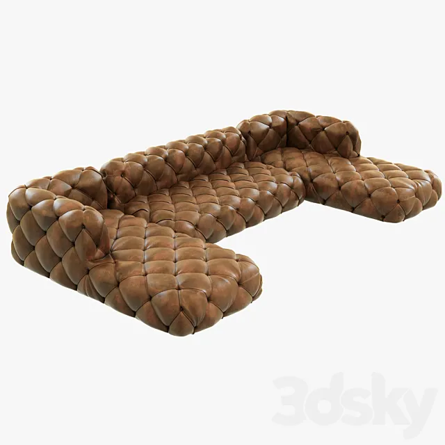 Restoration Hardware Soho Tufted Leather U-Chaise Sectional 3DModel Restoration Hardware Soho Tufted Leather U-Chaise Sectional 3DModel