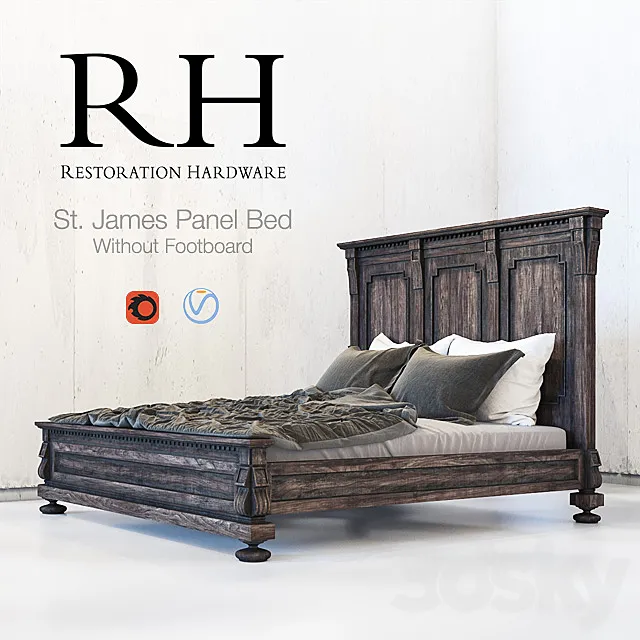RESTORATION HARDWARE. St. James Panel Bed Without Footboard 3DModel