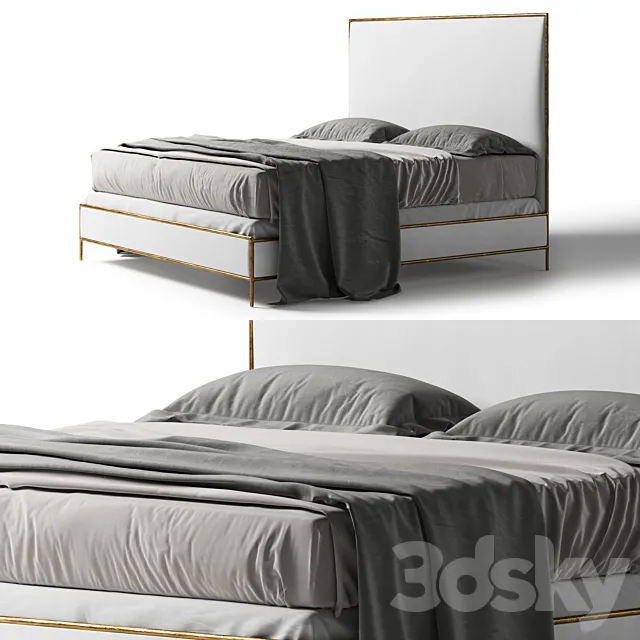 Restoration Hardware Thaddeus leather bed white 3D Model Restoration Hardware Thaddeus leather bed white 3D Model