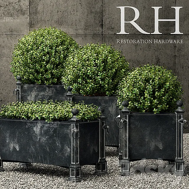 Restoration Hardware versailles weathered zinc planters 3D Model Restoration Hardware versailles weathered zinc planters 3D Model
