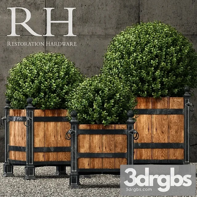 Restoration Hardware Versailles Wood Panel Planters 1 3D Model Download