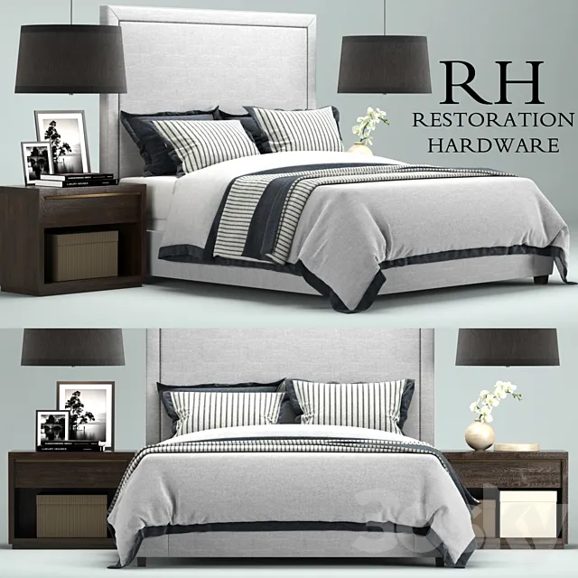 Restoration Hardware Wallace Upholstered bed 3D Model