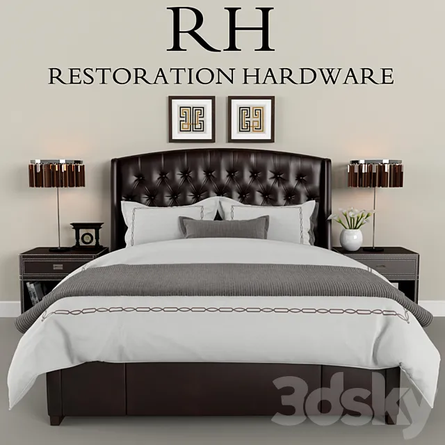 Restoration Hardware Warner Leather bed 3DModel