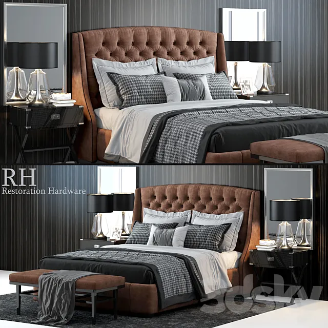 Restoration Hardware Warner Tufted Bed 3DModel