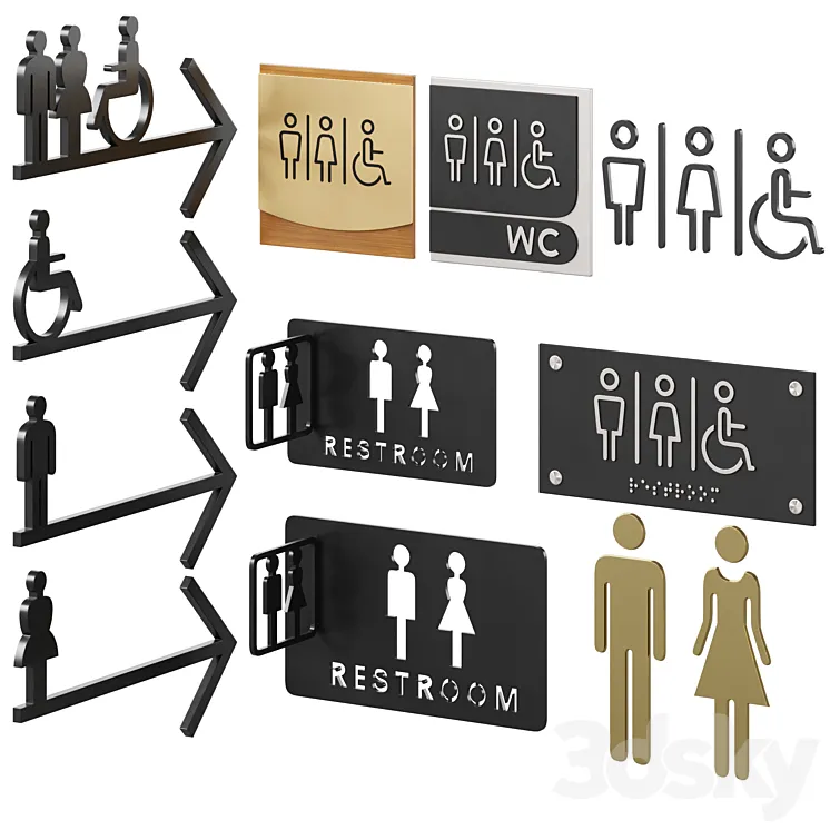 Restroom Directional Door Signs 2 3D Model Free Download Restroom Directional Door Signs 2 3D Model Free Download