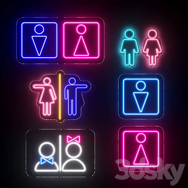 restroom | toilet | WC Neon Signs 3D Model restroom | toilet | WC Neon Signs 3D Model