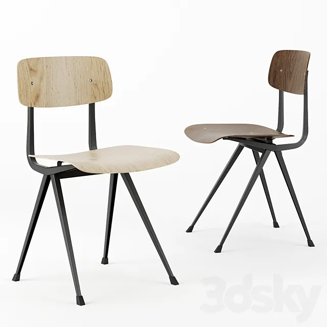 Result chair by HAY in oak and smoked oak 3D Model Result chair by HAY in oak and smoked oak 3D Model