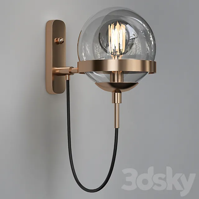 Retro Antique Brass 1-Light Wall Sconce 3DModel