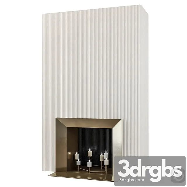 Retro fireplace with candles 3D Model Download