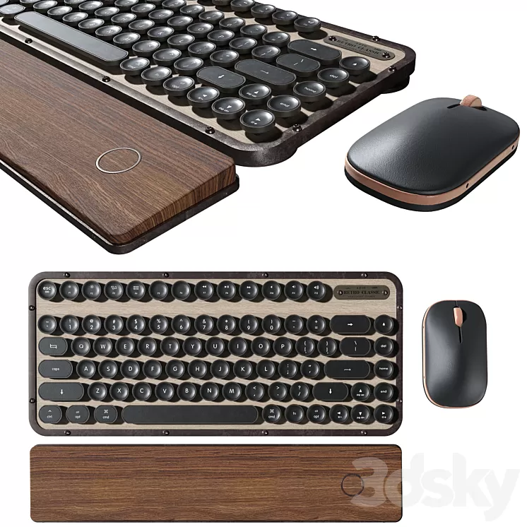 Retro Keyboard and mouse 3D Model