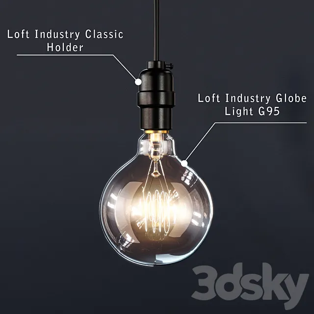 Retro lamp – Loft Industry 3DModel Retro lamp – Loft Industry 3DModel