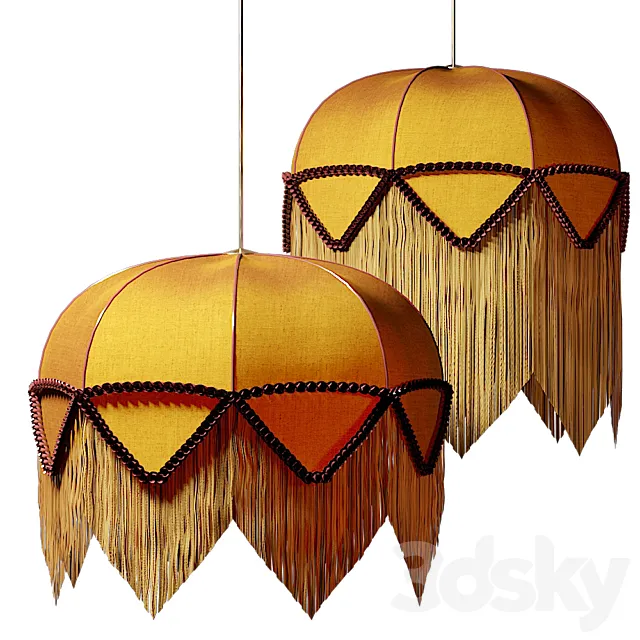 Retro lampshade fabric with muslin 3D Model Retro lampshade fabric with muslin 3D Model