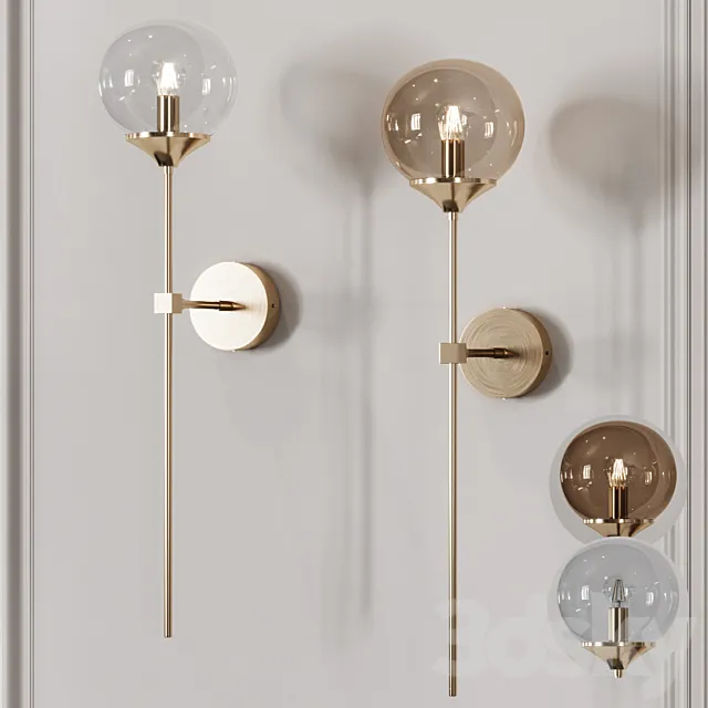 Retro Long Pole Brass Contemporary Wall Sconce 3DModel