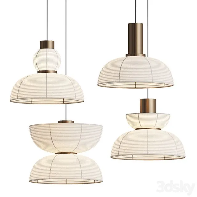 Retro Wabi Sabi Japanese Pendant Light 3D Model Retro Wabi Sabi Japanese Pendant Light 3D Model