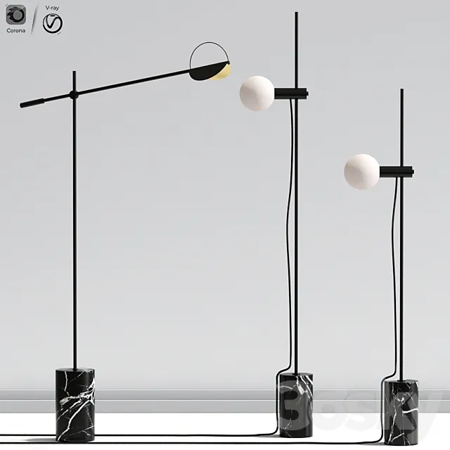 Revolve & Leaves Floor lamp 3D Model Revolve & Leaves Floor lamp 3D Model