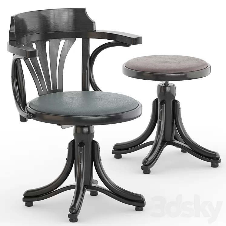 revolving armchair kontor 523_stool piano 3D Model revolving armchair kontor 523_stool piano 3D Model